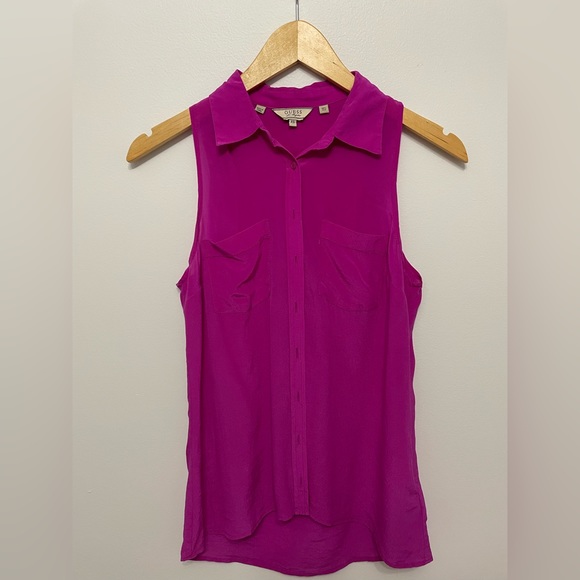 GUESS 100% Silk Sleeveless Button Up Blouse - Picture 1 of 6
